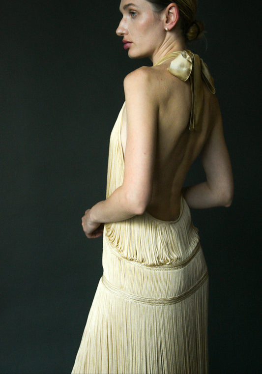 christian dior by john galliano circa 2006 fringe halter dress