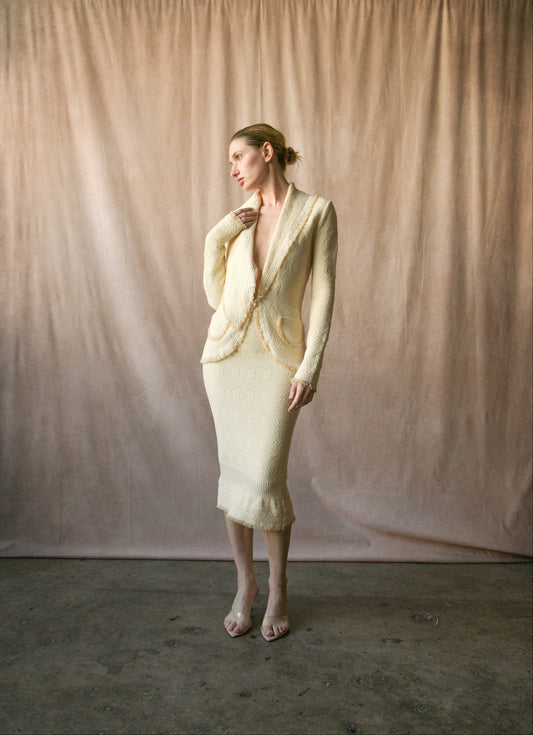 christian dior by john galliano 1999 cream knit skirt suit