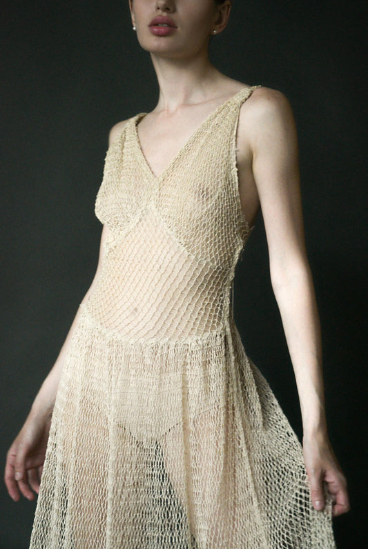 antique 1930s sheer net mesh dress