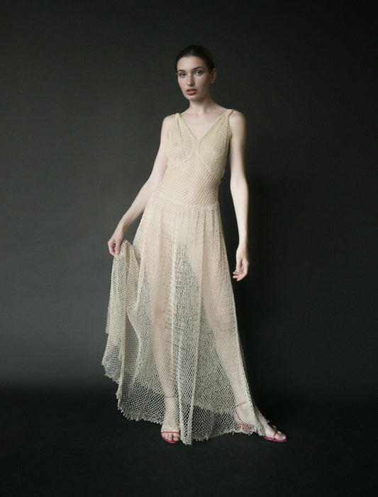 antique 1930s sheer net mesh dress
