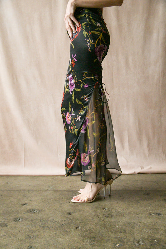 emanuel ungaro by giambattista valli 2002 piano shawl floral corset dress