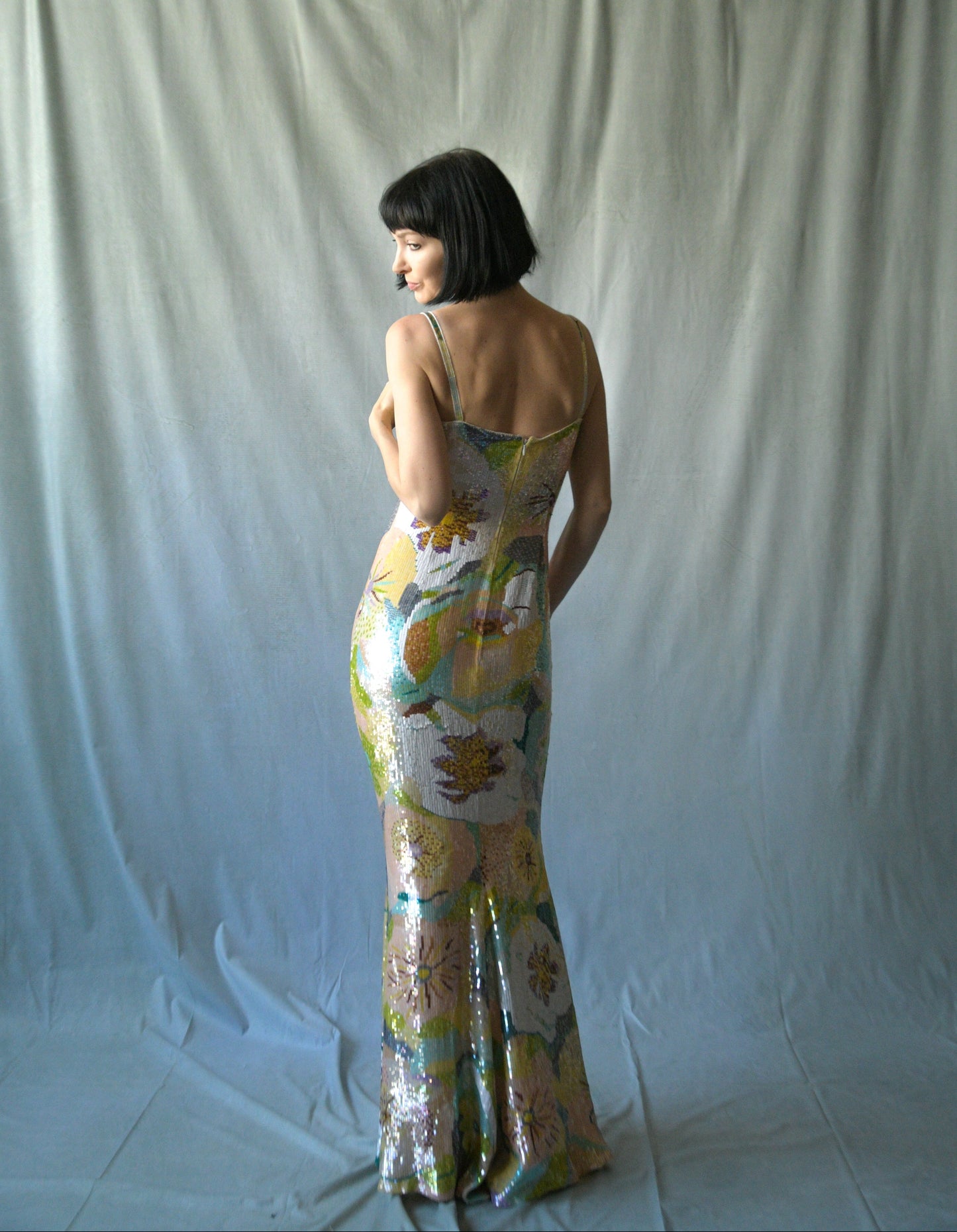 escada couture 1994 floral sequin embellished mermaid dress