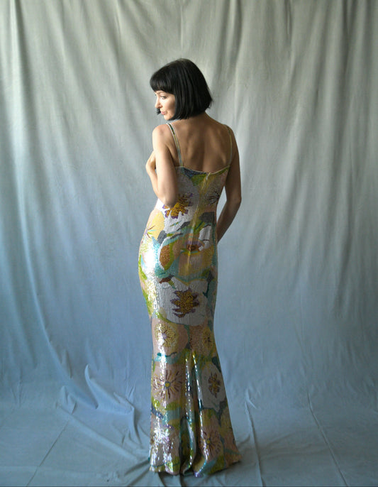 escada couture 1994 floral sequin embellished mermaid dress