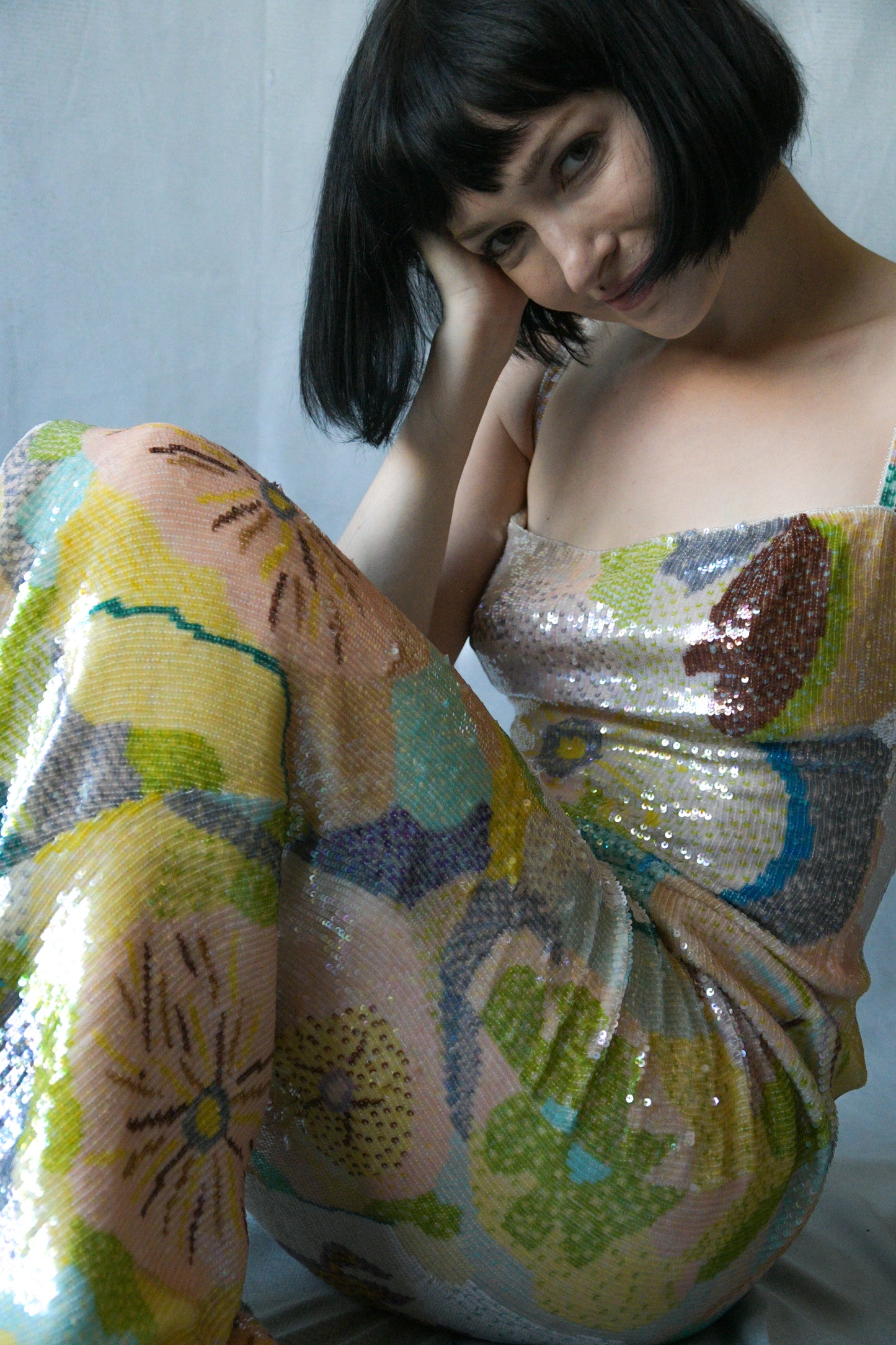 escada couture 1994 floral sequin embellished mermaid dress