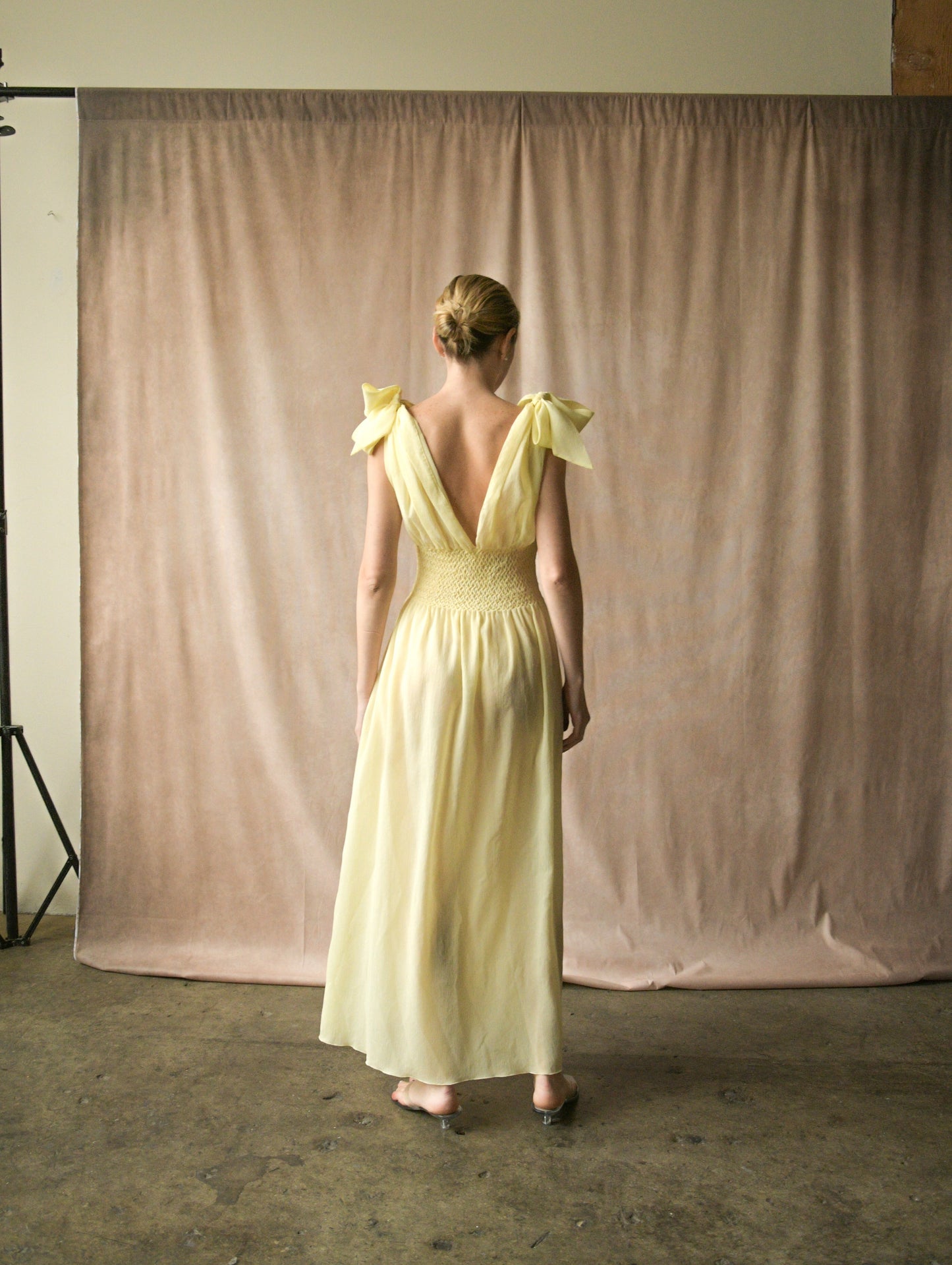 christian dior 1960s deadstock yellow smocked dress