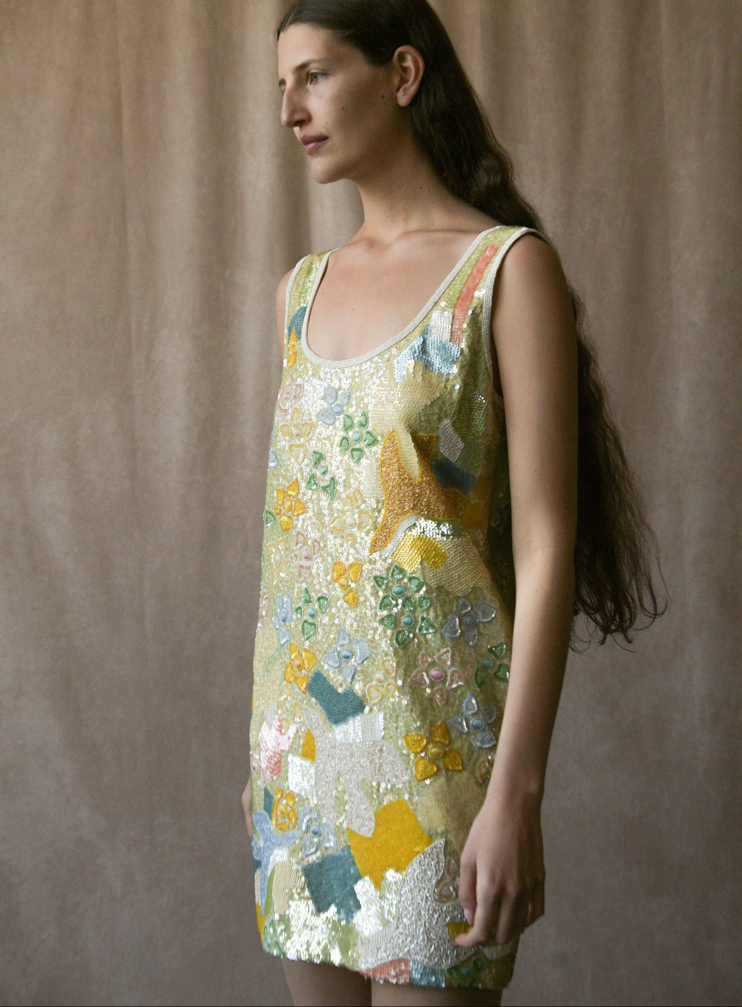 escada hand beaded floral embellished dress