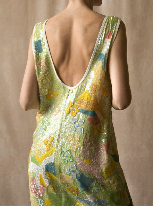 escada hand beaded floral embellished dress