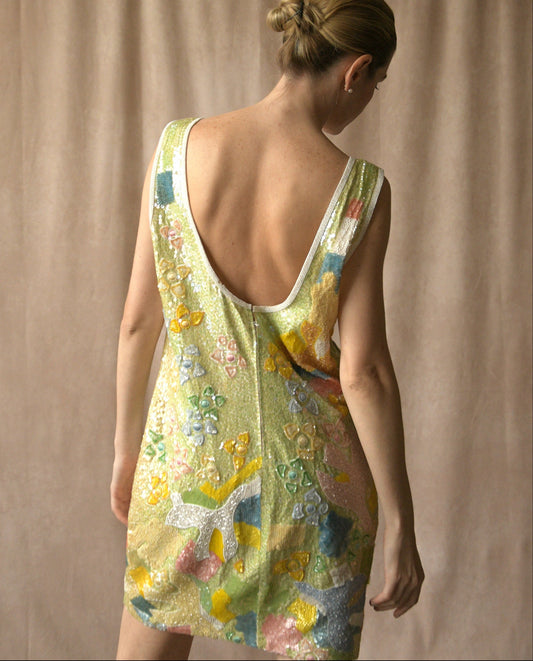 escada hand beaded floral embellished dress