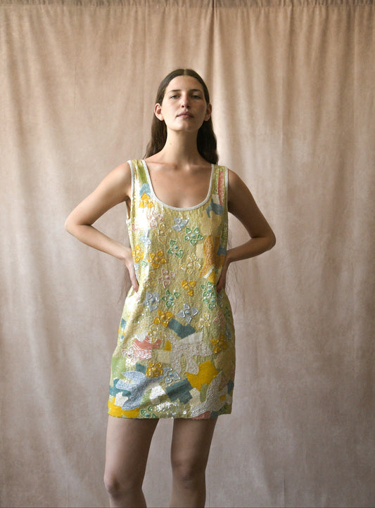 escada hand beaded floral embellished dress