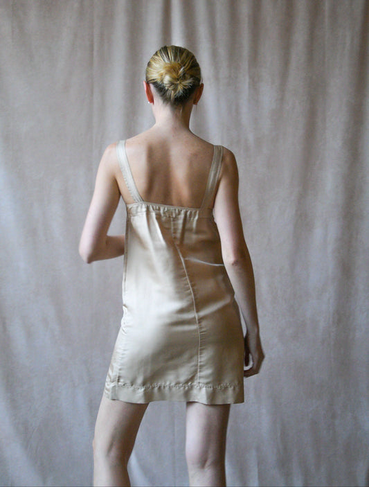 chanel pale pink silk mini dress