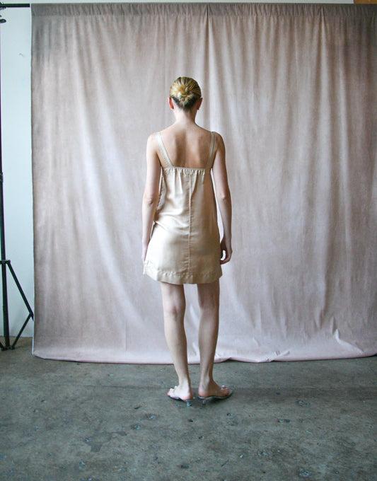 chanel pale pink silk mini dress