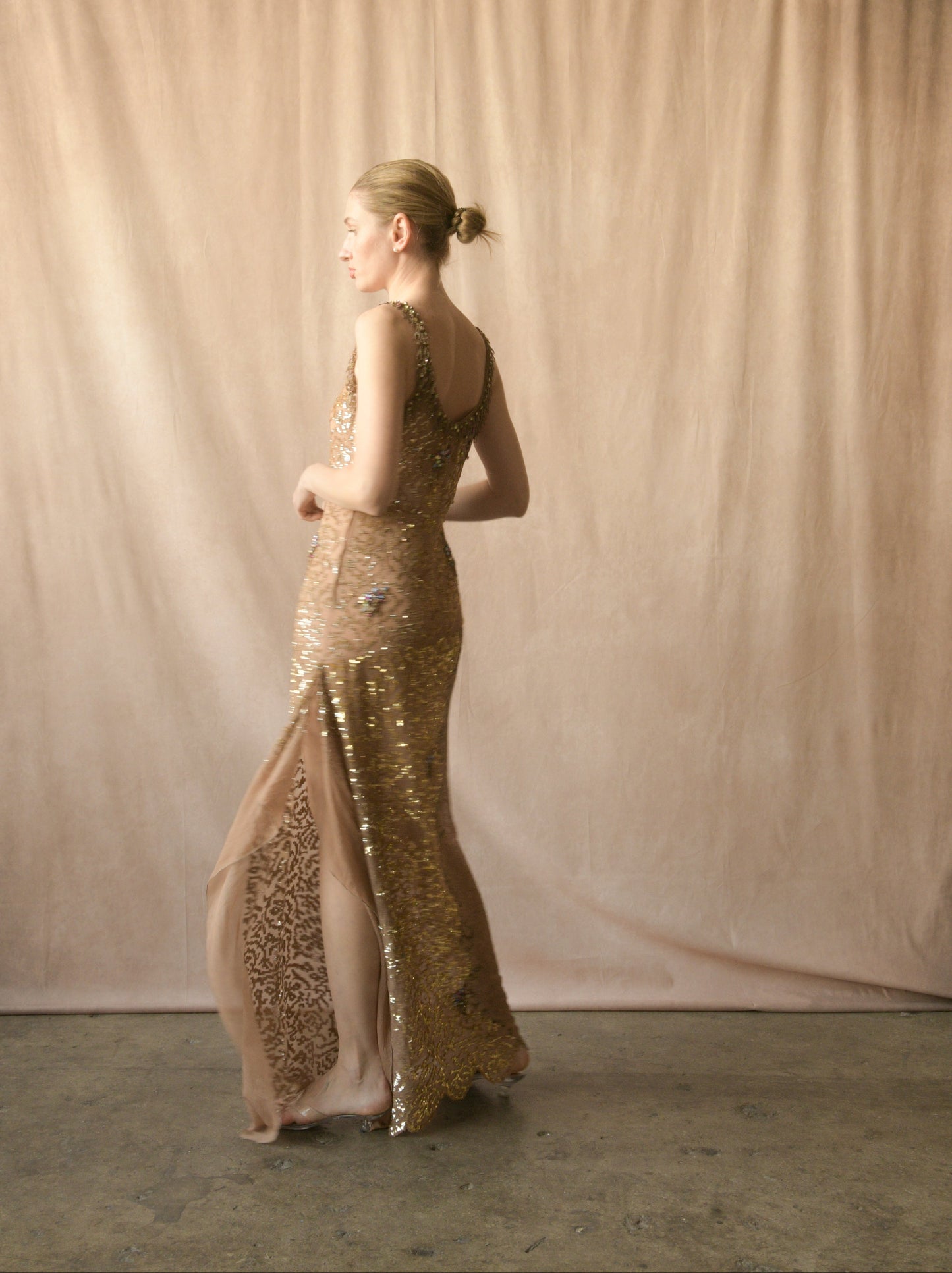 blumarine spring 2003 silk art deco jewel embellished dress
