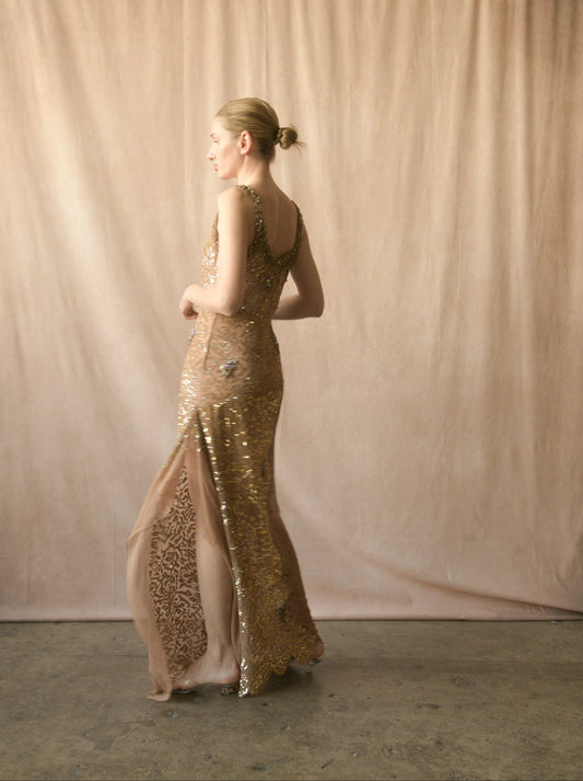 blumarine spring 2003 silk art deco jewel embellished dress