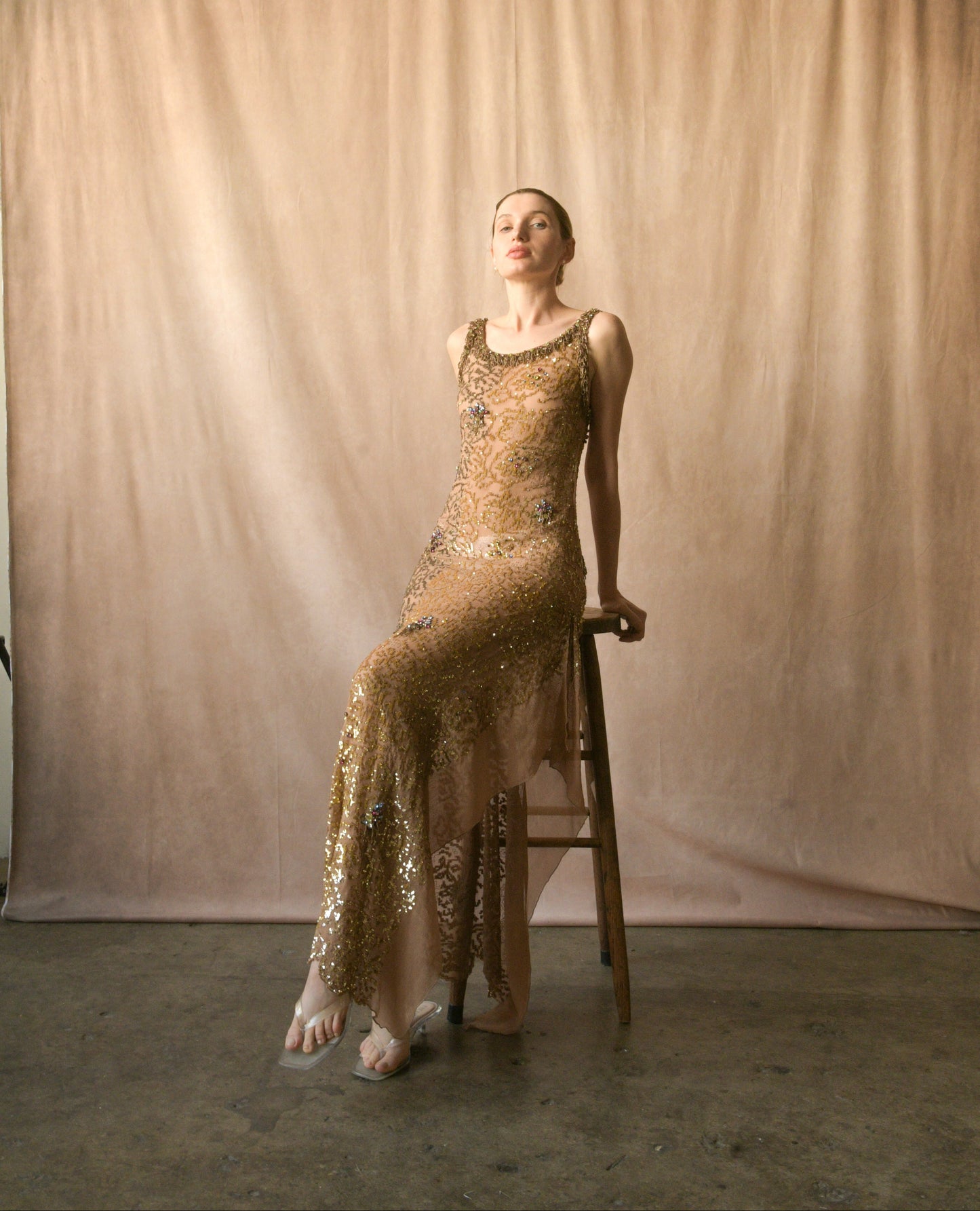blumarine spring 2003 silk art deco jewel embellished dress