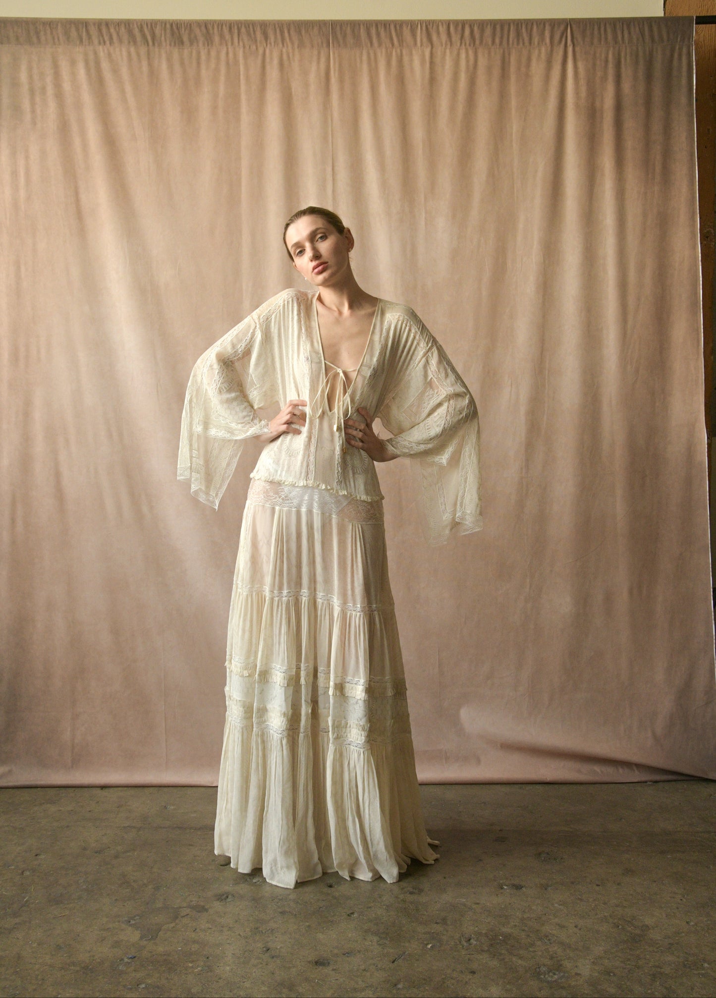 roberto cavalli resort 2014 silk print and lace dress