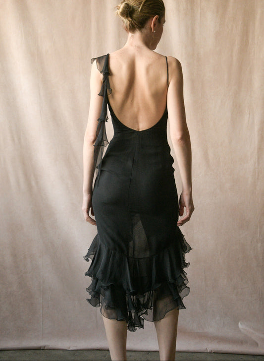 emanuel ungaro by giambattista valli spring 2003 silk ruffle dress
