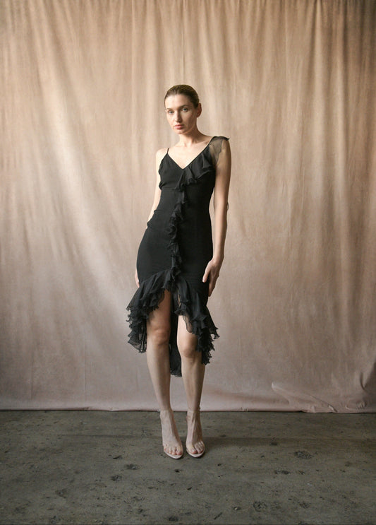 emanuel ungaro by giambattista valli spring 2003 silk ruffle dress