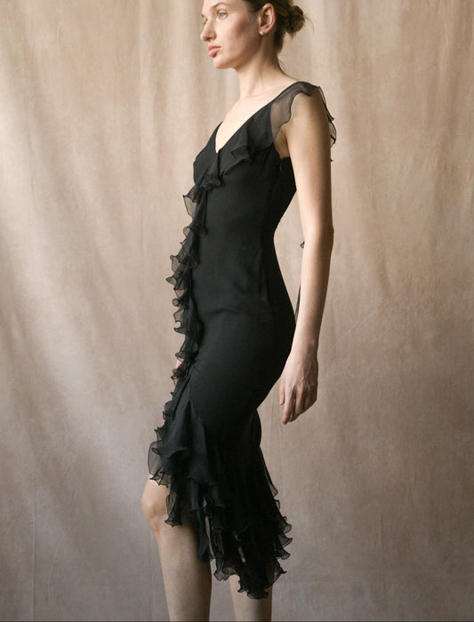emanuel ungaro by giambattista valli spring 2003 silk ruffle dress