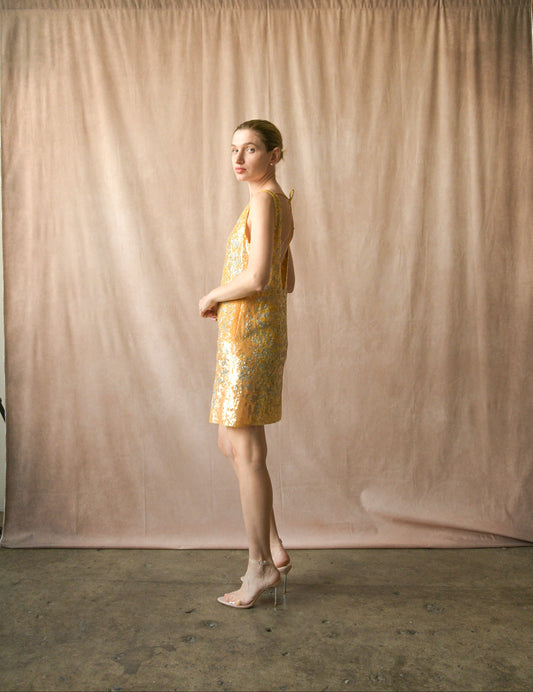roberto cavalli canary yellow sequin bead mirror embellished dress