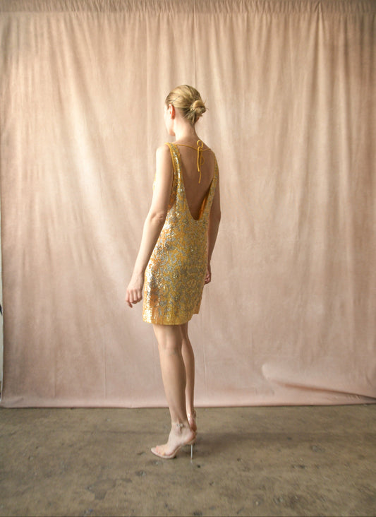 roberto cavalli canary yellow sequin bead mirror embellished dress