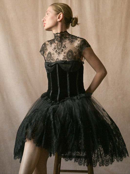 valentino fall winter 1993 velvet corset lace dress