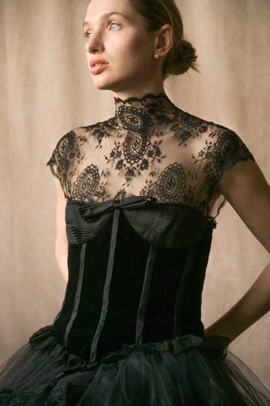 valentino fall winter 1993 velvet corset lace dress