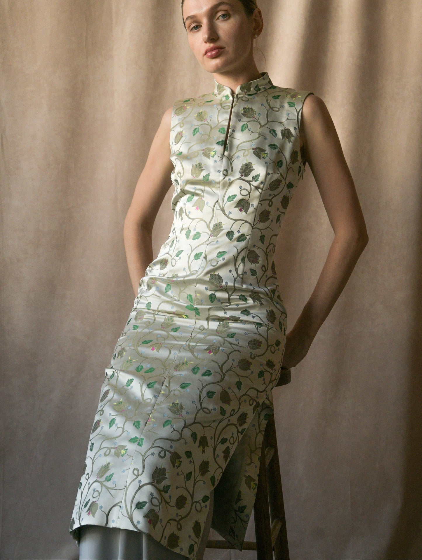 prada spring 1997 silk vine chinoiserie dress