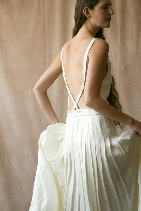 ralph lauren purple label white pleated 2004 reissue dress