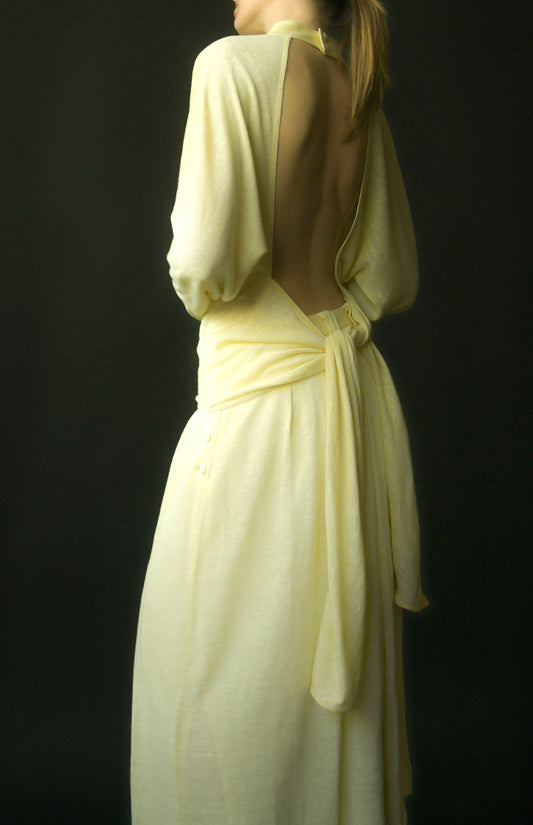 emmanuelle khanh daffodil yellow knit linen skirt ensemble