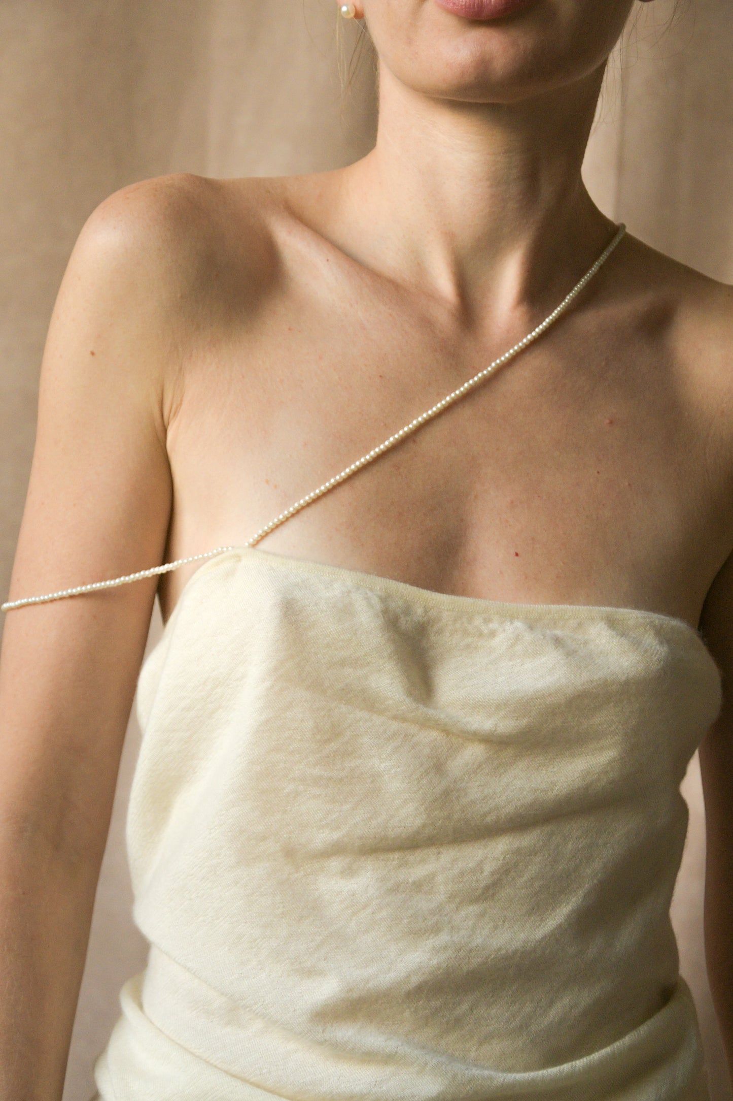 ralph lauren collection white cashmere pearl strap top