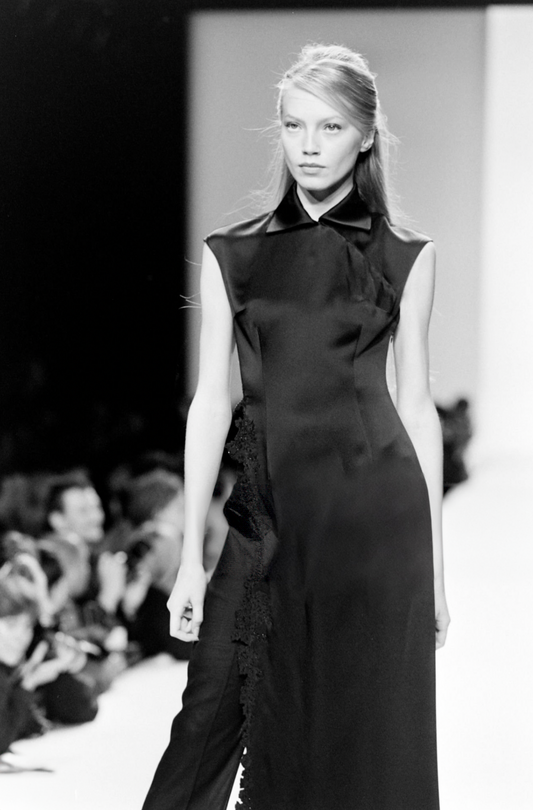 richard tyler spring 1996 black beaded high slit qipao dress