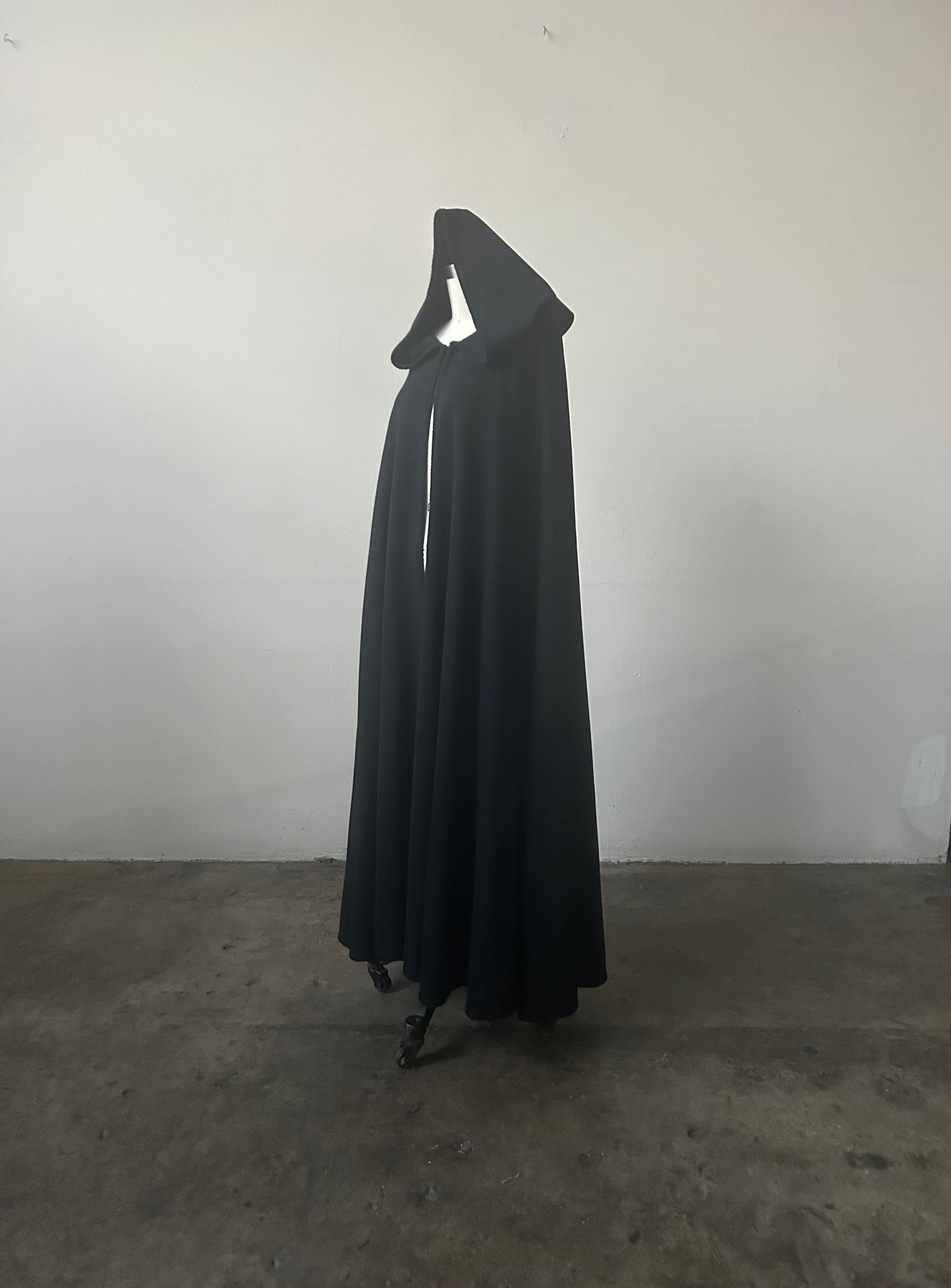 1972 halston resort black wool hooded cape coat