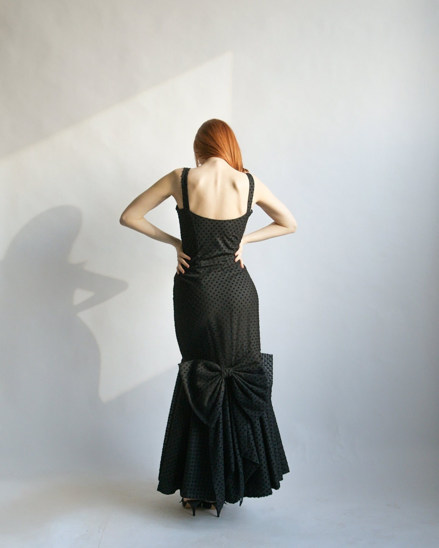 christian dior black polka dot mermaid dress