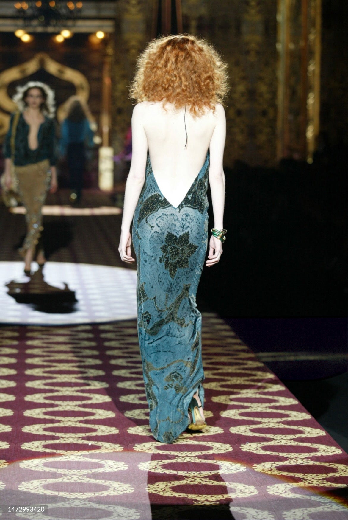 roberto cavalli fall winter 2004 black open back slinky dress