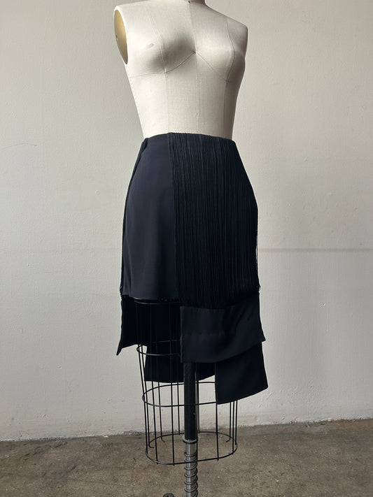 jil sander spring 2009 by raf simons black fringe skirt