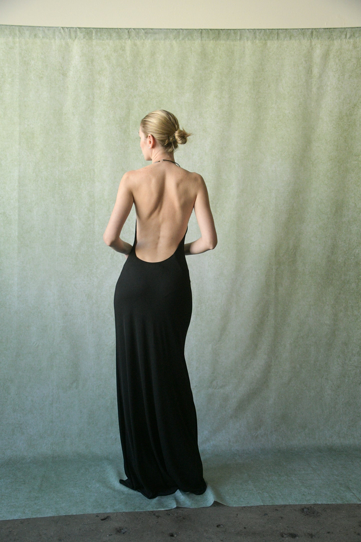 cerruti arte 1881 fw 1996 black halter dress with metal ring collar