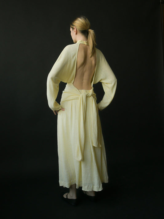 emmanuelle khanh daffodil yellow knit linen skirt ensemble