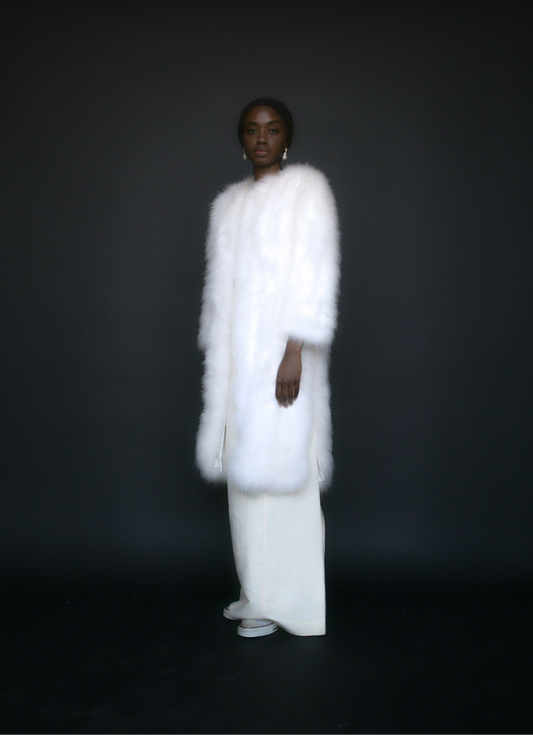 white marabou feather coat