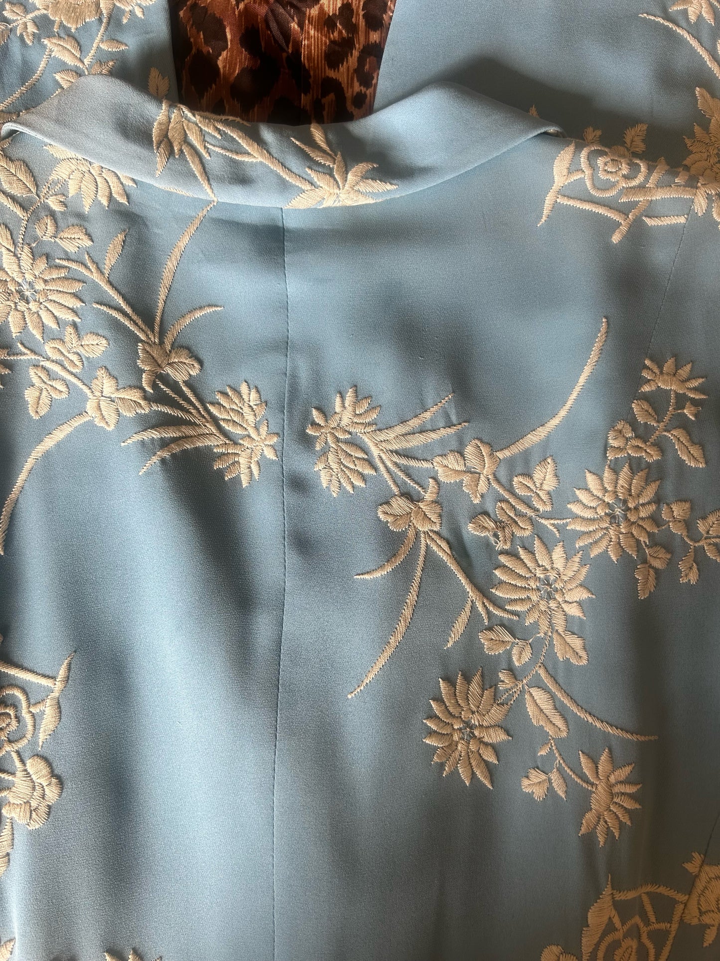 dolce gabbana silk wedgwood blue chinoiserie embroidered coat