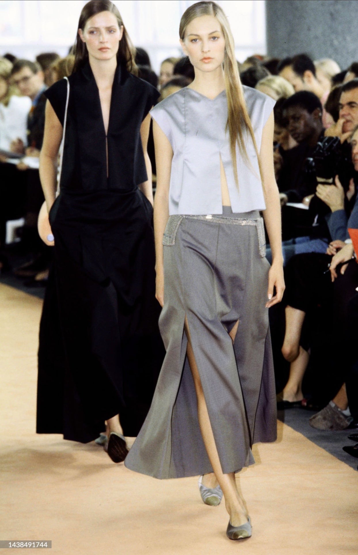 chanel spring 1999 black silk carwash panel skirt