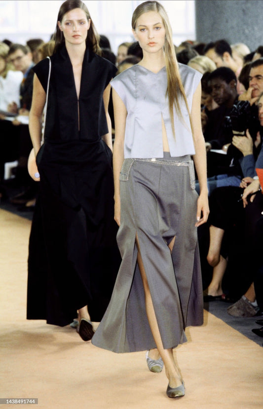 chanel spring 1999 black silk carwash panel skirt