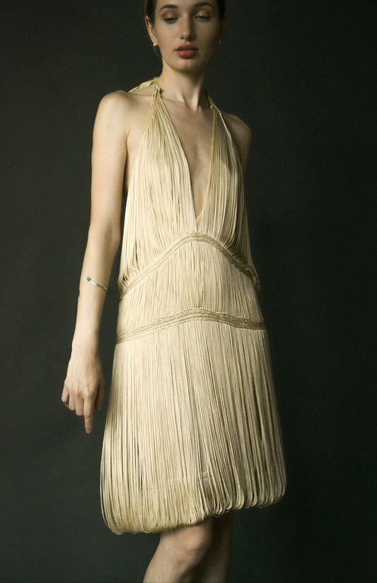 christian dior by john galliano circa 2006 fringe halter dress