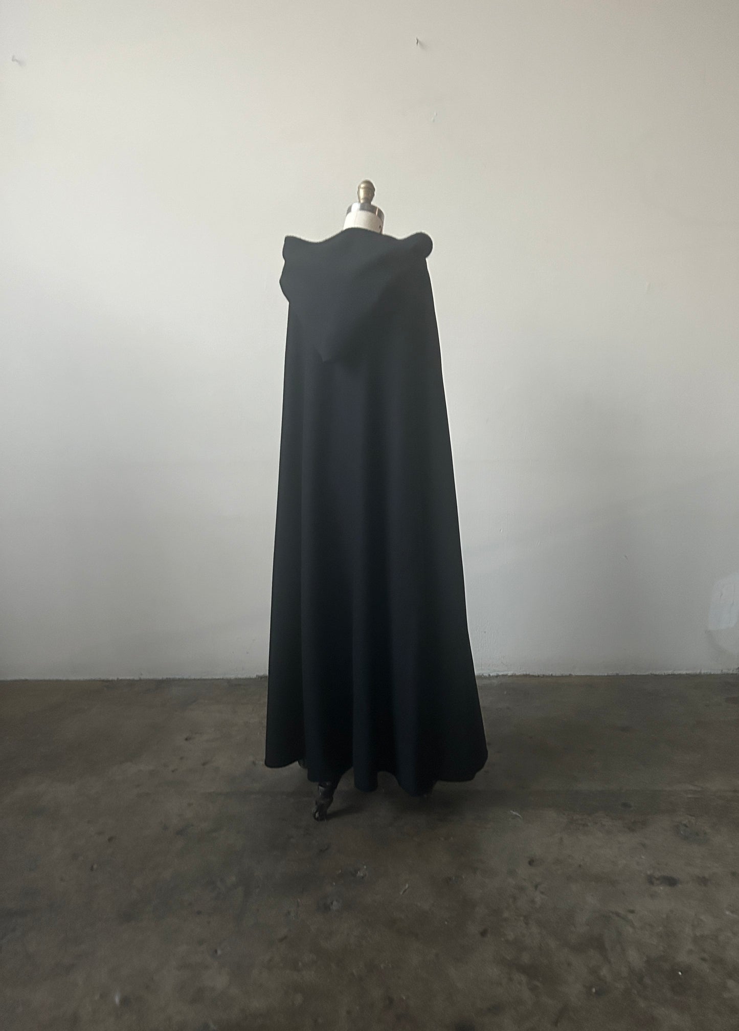 1972 halston resort black wool hooded cape coat