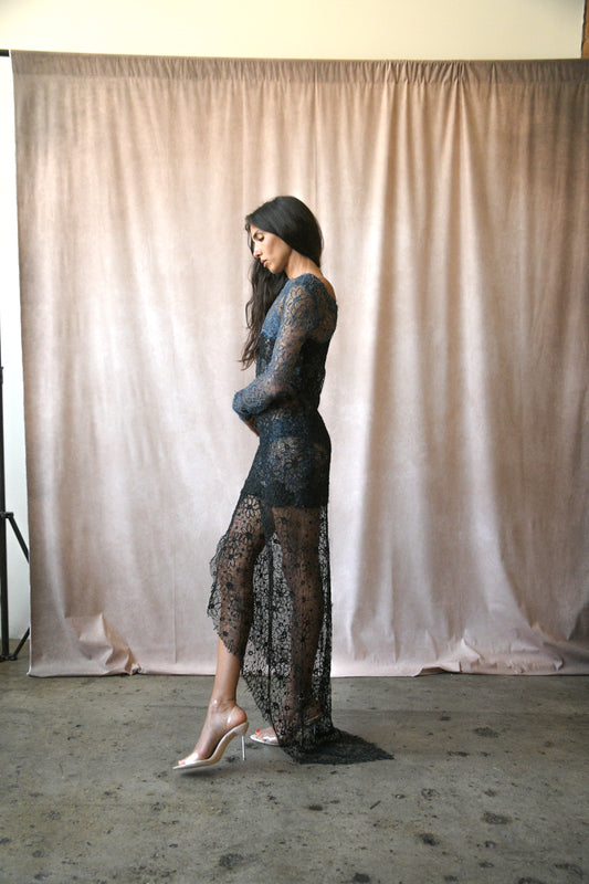 romeo gigli ss 2001 two tone floral lace dress