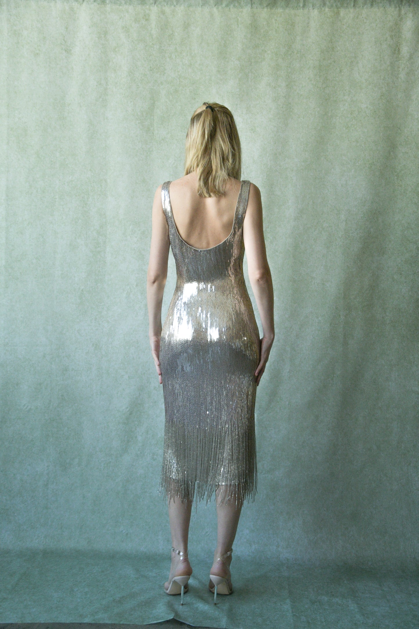 ralph lauren collection embellished metal fringe dress