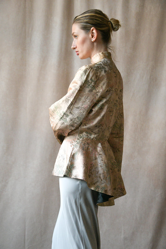pink silk satin embroidered asian jacket