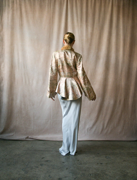 pink silk satin embroidered asian jacket