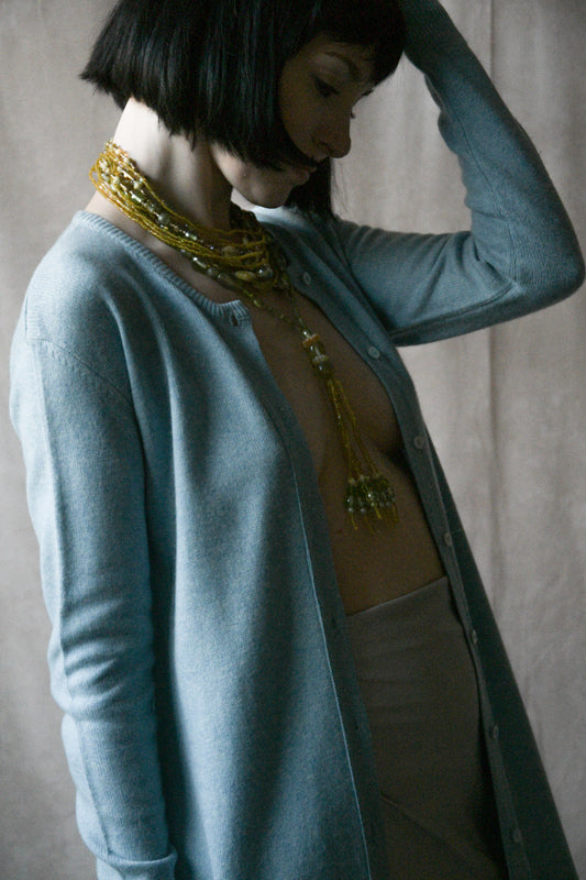 1973 halston cashmere long cardigan dress