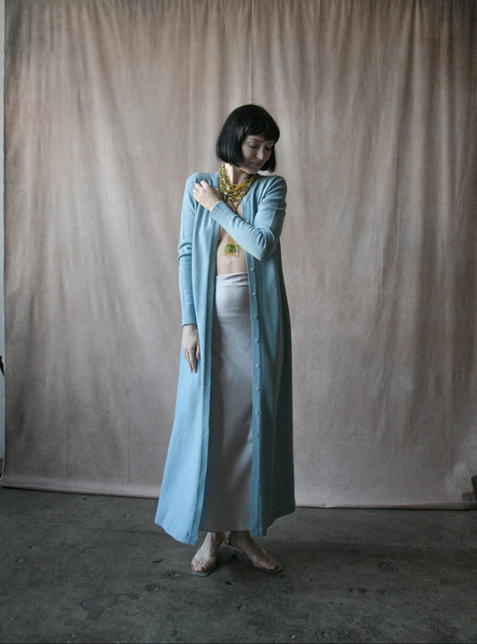 1973 halston cashmere long cardigan dress