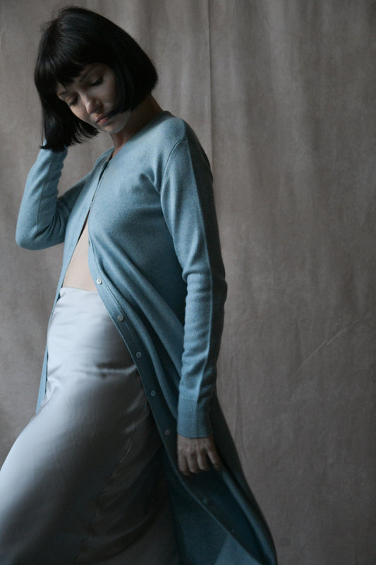 1973 halston cashmere long cardigan dress